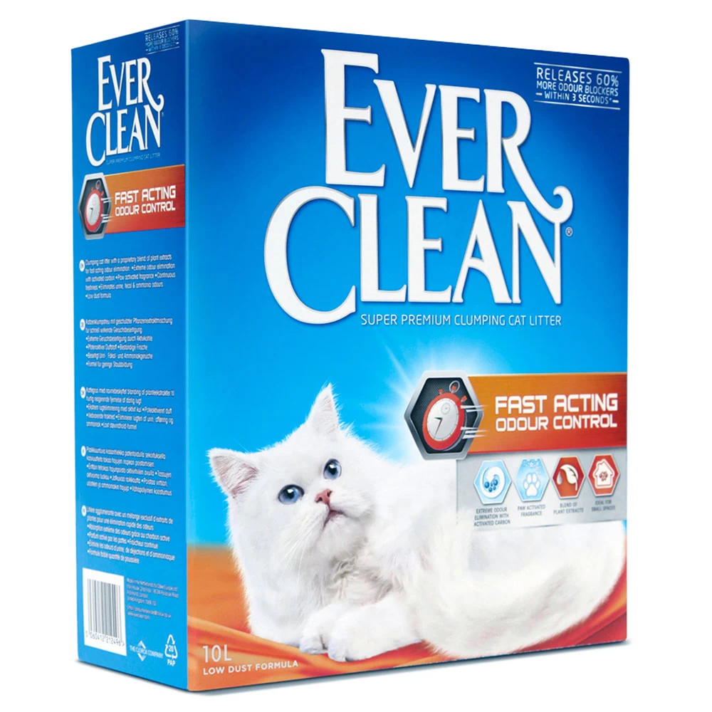 2x10l Ever Clean® Fast Acting Odour Control Klonterende Kattenbakvulling Kat