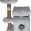 Topmast Krabpaal Fluffy Langhaar – Malmö – Grijs – 72 X 39 X 87 Cm – Made In EU – Krabpaal Voor Katten – Met Kattenhuis – Sterk Sisal Touw