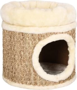 VidaXL Kattenhuis Met Luxe Kussen 33 Cm Zeegras