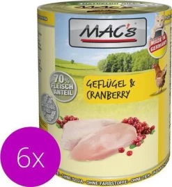 MAC’s Kattenvoer Natvoer Blik – 70% Gevogelte & Cranberry – 6 X 400g