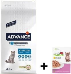 Advance – Cat Sterilized – Kalkoen Rijst – 15 KG – Kattenvoer + Gratis Snoepjes
