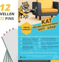 Tiger Guard Anti Krab Vellen – Anti Krab Katten – Krabpaal – Bankbeschermer Kat – 12 XXL Vellen