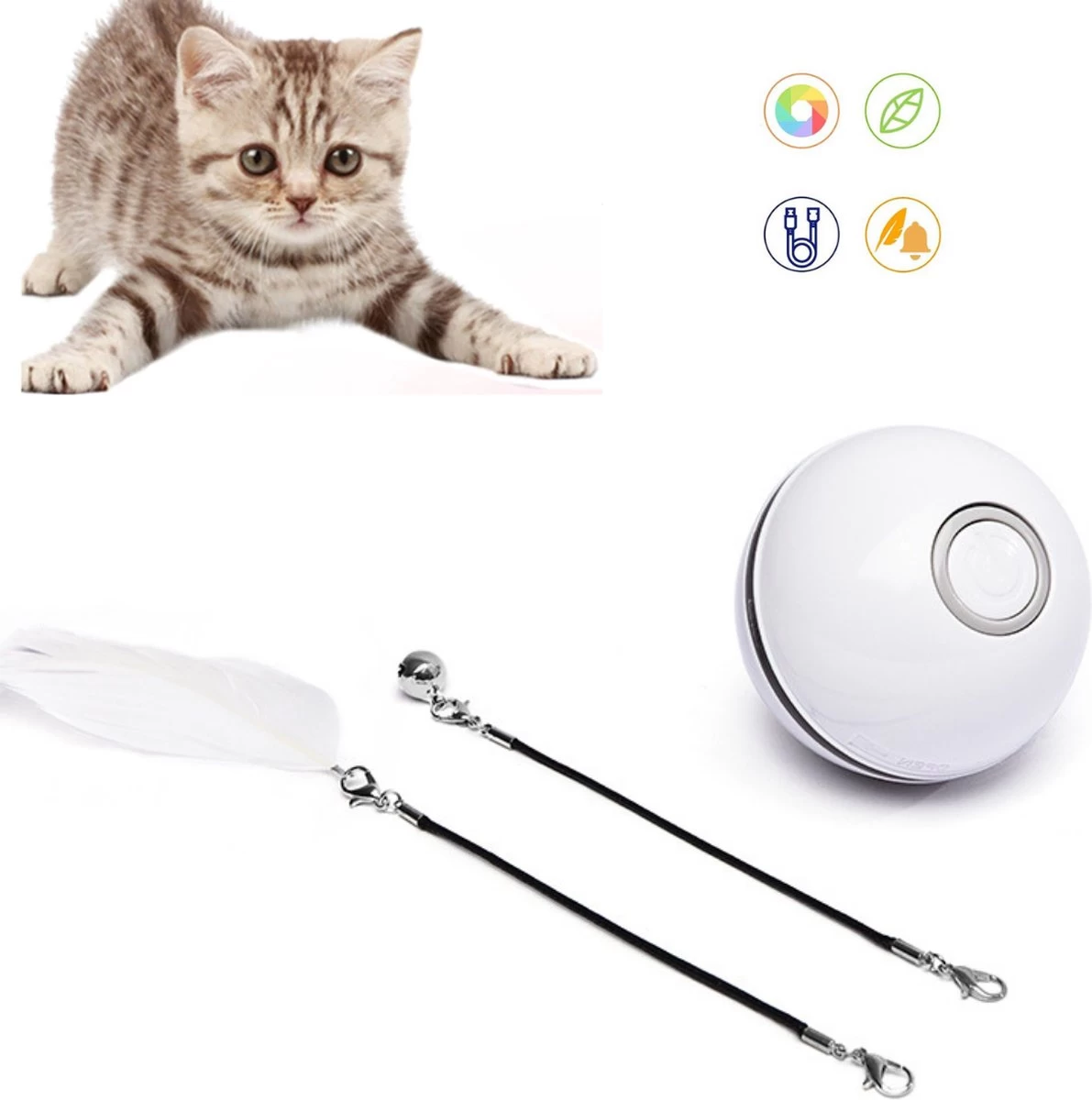 NIEUW – Labi – Speelgoed Kat/Hond – Interactief Rollende Bal – Led – USB – Wit 1 NIEUW – Labi – Speelgoed Kat/Hond – Interactief Rollende Bal – Led – USB – Wit