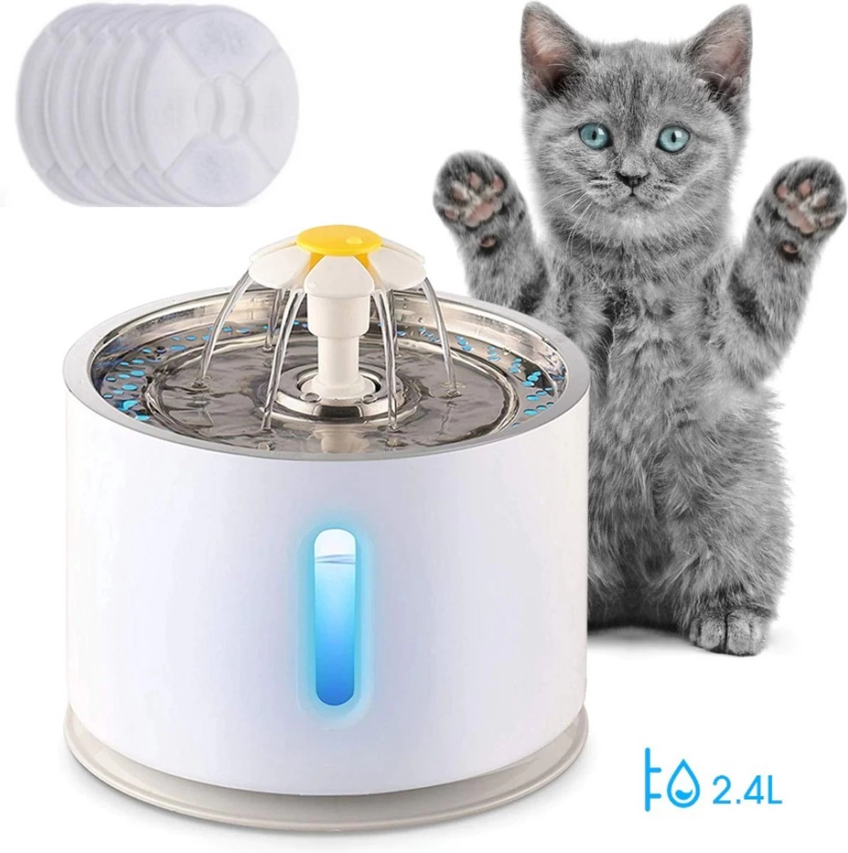 Drinkfontein Kat Plastic – Kattenfontein Hondenfontein – Waterfontein Kat – Wit 1 Drinkfontein Kat Plastic – Kattenfontein Hondenfontein – Waterfontein Kat – Wit