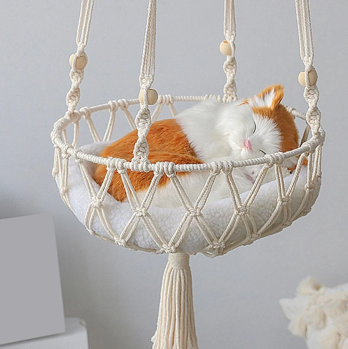 Grote Kat Hangmat Macramé Opknoping Swing Kat Bed Mand Thuis Huisdier Kat Bed Accessoires 1 Grote Kat Hangmat Macramé Opknoping Swing Kat Bed Mand Thuis Huisdier Kat Bed Accessoires