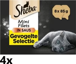 Sheba Alu – Voordeelpack – Mini Filets Traiteur – Gevogelte In Saus – 4 Verpakkingen Van 8x85g – Kattenvoer