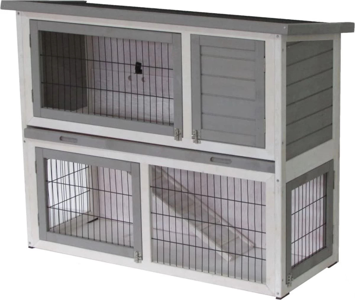 @Pet @Pet @Pet Konijnenhok Voor Buiten Benji 115x48x92 Cm Hout Grijs En Wit 1 @Pet @Pet @Pet Konijnenhok Voor Buiten Benji 115x48x92 Cm Hout Grijs En Wit