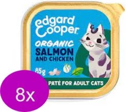 8x Edgard & Cooper Adult Paté Kuipje Organic Kip & Zalm – Kattenvoer – 85g