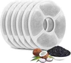Hond- Kat – Drinkfontein Navulling Filters Set Met Kokos Snippers -6 Stuks