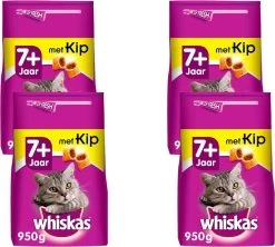 Whiskas Brokjes Senior Kip – Kattenvoer – 4 X 950 G