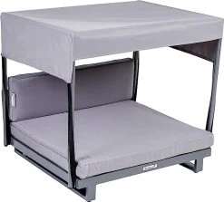 Greemotion Hondenbed Met Zonnedak – Honden Ligbed Wasbaar – Hondenstretcher Makkelijk Betreedbaar – Grijs/4.9KG