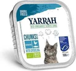 16x Yarrah Bio Kattenvoer Chunks Vis 100 Gr