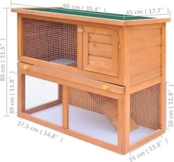 VidaXL Konijnenhok Voor Buiten Met 1 Deur Hout