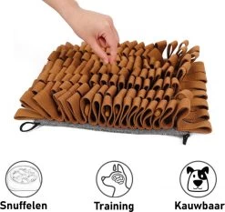 Snuffelmat Hond Kat Honden Speelgoed Puppy Speelgoed Katten Speeltjes – Snuffelmatten Voor Honden En Katten Intelligentie – Hersenwerk – Speelmat – Konijnen – Training – Speeltjes – Trainingsmat – Anti-Schrok – Snuffelkleed – Bruin Met Zuignapjes