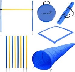 Agility Voor De Hond – Agility Set – 500 Cm Hondentunnel – Slalom Set – Horde – Startveld – Honden Behendigheidsset – 16 Delig – Tunnel – Slalom – Horde – Agility Set Voor De Hond – Agility Set