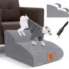 Hondentrap Voor Kleine Honden, 2 Treden Huisdiertrap, Sponstrap Voor Slaapbank, Antislip Oppervlak, Wasbaar, Verwijderbaar, Stuur 1 Pluizenroller