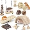 Hamster Kauwspeelgoed, 12 Stuks Natuurlijk Hout Konijnenspeelgoed Oefening Klokkenrol Tandverzorging Baktandspeelgoed Voor Chinchilla Hazen Cavia’s
