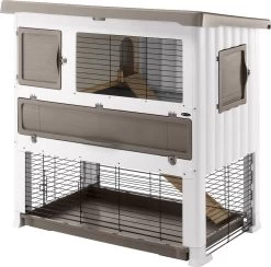 Ferplast Konijnenhok Grand Lodge 120+ – Dierenverblijf – 117x69x101 Cm Wit Taupe