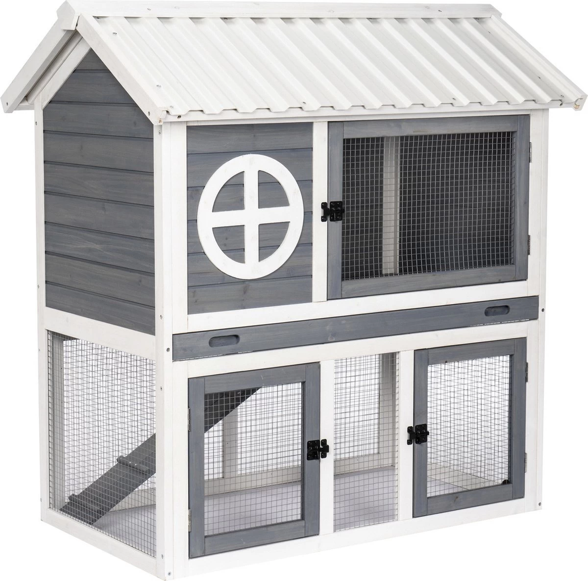 Adori Konijnenhok Izzy 111x71x115 Cm Grijs/Wit 1 Adori Konijnenhok Izzy 111x71x115 Cm Grijs/Wit