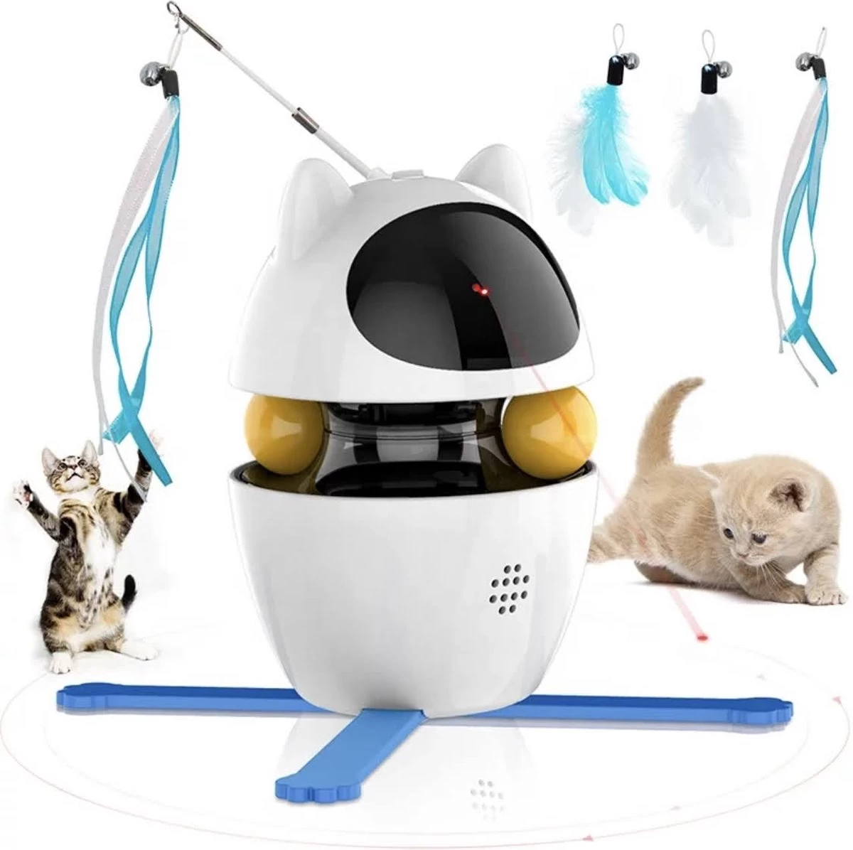 Kattenspeeltje Met Laser, Veertjes In Wit, 4 In 1 Electrisch |bewegend -multifunctioneel, Intelligent Kattenspeelgoed, Cat Toys, Poezen, USB Opladen | Bewegend Kattenspeeltje Laser – Interactief Speelgoed Katten Laserpen – Laserlampje Kat – Kittens 1 Kattenspeeltje Met Laser, Veertjes In Wit, 4 In 1 Electrisch |bewegend -multifunctioneel, Intelligent Kattenspeelgoed, Cat Toys, Poezen, USB Opladen | Bewegend Kattenspeeltje Laser – Interactief Speelgoed Katten Laserpen – Laserlampje Kat – Kittens