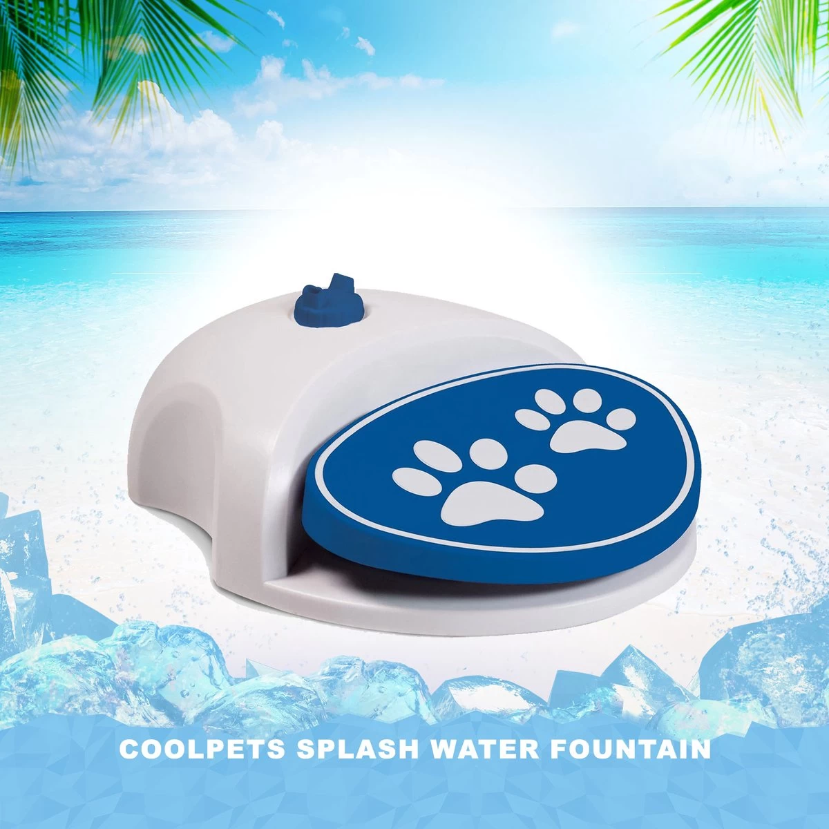 CoolPets Splash Water Fountain – Waterplezier Voor Huisdieren – Geleverd Met Twee Sproeikoppen – Drinkwater Voor Honden – Blauw 1 CoolPets Splash Water Fountain – Waterplezier Voor Huisdieren – Geleverd Met Twee Sproeikoppen – Drinkwater Voor Honden – Blauw