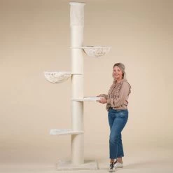 RHR Quality Maine Coon Tower Krabpaal – Crème/wit – 60 X 60 X 265 Cm