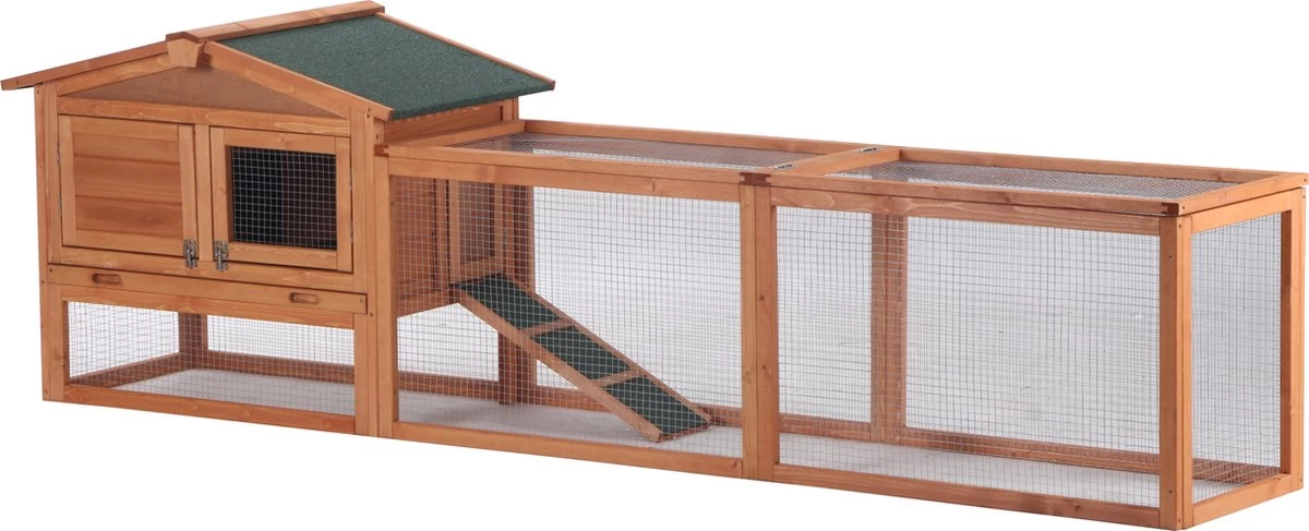 Topmast Konijnenhok Sunshine Jumbo – 230 X 53 X 70 Cm – Natural – Kippenhok – Konijnenkooi – Konijnenren – Konijnenhok Voor Buiten – Met Uitloopren 1 Topmast Konijnenhok Sunshine Jumbo – 230 X 53 X 70 Cm – Natural – Kippenhok – Konijnenkooi – Konijnenren – Konijnenhok Voor Buiten – Met Uitloopren