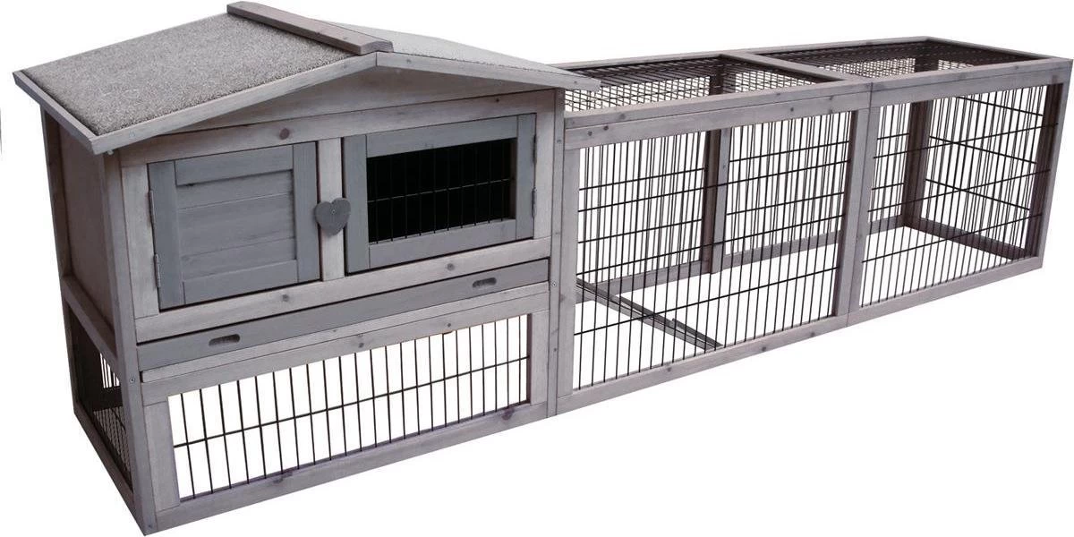 Flamingo – Konijnenhok Sofia II – Grijs – 230 X 53 X 70 Cm 1 Flamingo – Konijnenhok Sofia II – Grijs – 230 X 53 X 70 Cm