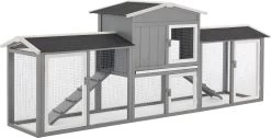 Konijnenhok – Dubbele Verdieping – 216 X 50 X 86 Cm – Grijs