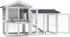 Dierenverblijf Avoriaz – Konijnenhok – Wit/Grijs – 147 X 53 X 85 Cm