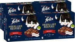 4x Felix – Heerlijke Reepjes Farm Selectie In Saus – Kattenvoer – 12x80g