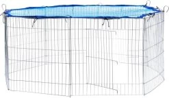 Tectake Kooi Voor Vrije Uitloop Met Veiligheidsnet Ø 145cm Blauw – 402393