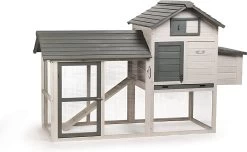 MaxxPet Konijnenhok – Kippenhok Met Ren – 210 X 90 X 133cm – Grijs