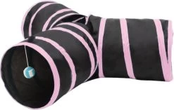 KELLYPET Kattentunnel – Hondentunnel – Konijnentunnel – Kattenspeeltje – Hondenspeeltje – 4 Ingangen – Eenvoudig Inklapbaar – Roze