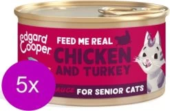 5x Edgard & Cooper Senior Chunks Kip & Kalkoen – Kattenvoer – 85g