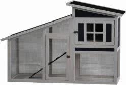 Konijnenhok Rome – Antraciet/Wit – 152 X 60 X 96 Cm