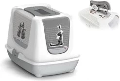 Moderna Trendy Cat Kattenbak – Grijs/Wit – 57 X 43 X 43 Cm