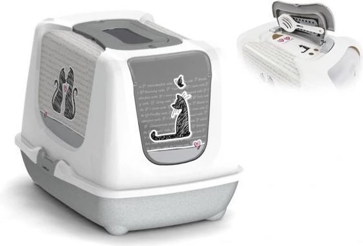 Moderna Trendy Cat Kattenbak – Grijs/Wit – 57 X 43 X 43 Cm 1 Moderna Trendy Cat Kattenbak – Grijs/Wit – 57 X 43 X 43 Cm