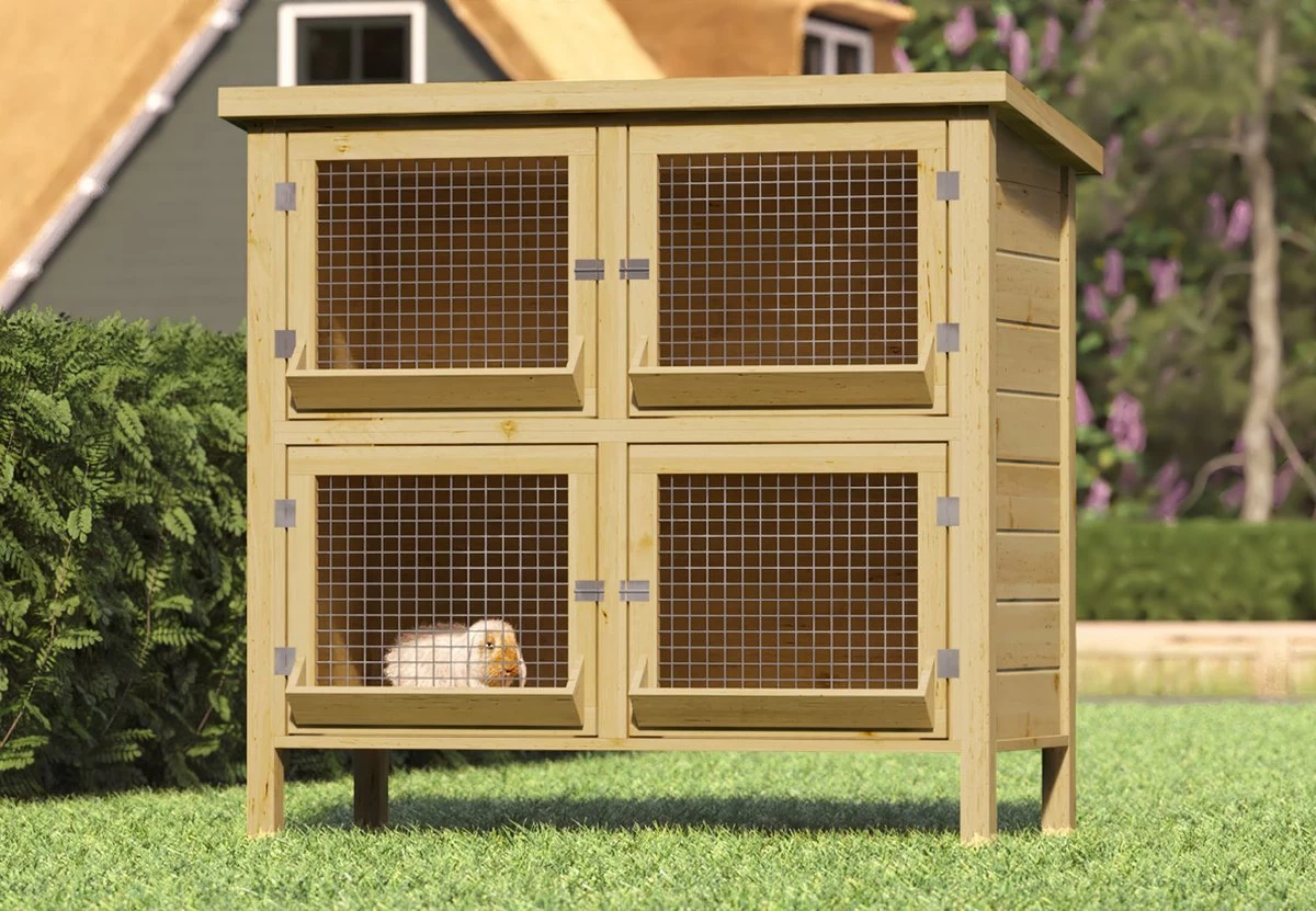 Tuindeco – Groot Konijnenhok Of Kippenhok – 4 Hokken – 134x60x130 Cm 1 Tuindeco – Groot Konijnenhok Of Kippenhok – 4 Hokken – 134x60x130 Cm