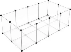 ZAZA Home Huisdieren Kunststof Kooi Met Vloerpanelen, Ren Voor Cavia’s, Hamsters, Konijnen, Transparant