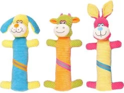 Flamingo-Hondenspeelgoed-Konijn Reflecterend-Roze/geel-39cm