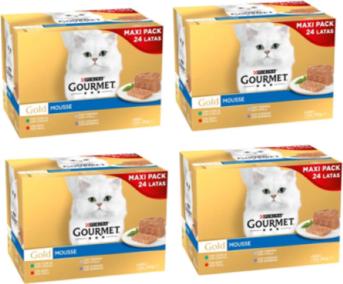 4x Gourmet Gold – Mousse Rund Multipack – Kattenvoer – 24x85g