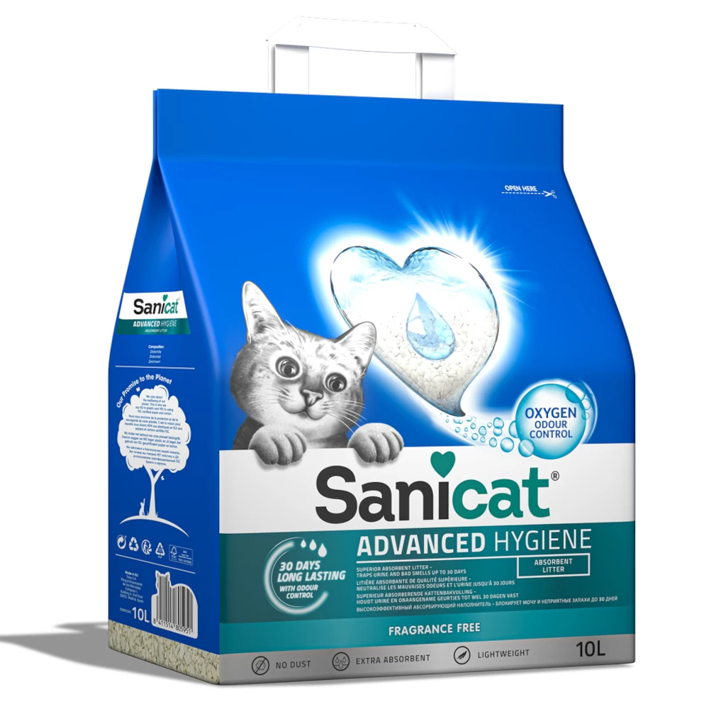 2x10L Sanicat Advanced Hygiene Kattenbakvulling 1 2x10L Sanicat Advanced Hygiene Kattenbakvulling
