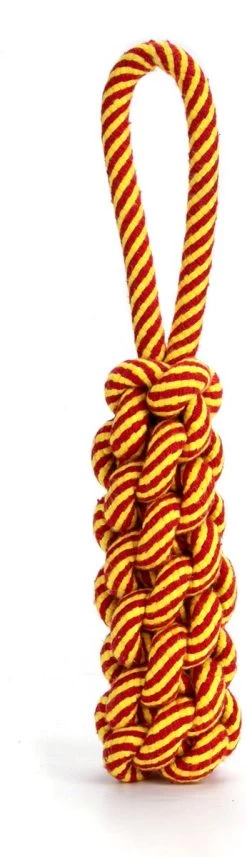 Nobleza Dummy Hond – Speeltouw Hond – Trektouw Hond – Flostouw Hond – Apporteerspeelgoed – Kauwspeelgoed Hond – Geel/Rood