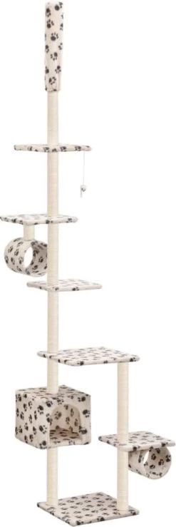 VidaXL Kattenkrabpaal Met Sisal Krabpalen 260 Cm Pootafdrukken Beige