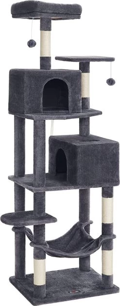 Krabpaal – Krabpaal Voor Katten – Kattenmand – Kattenhuis – Kattenmeubel – 60 X 49 X 191 Cm – Donkergrijs