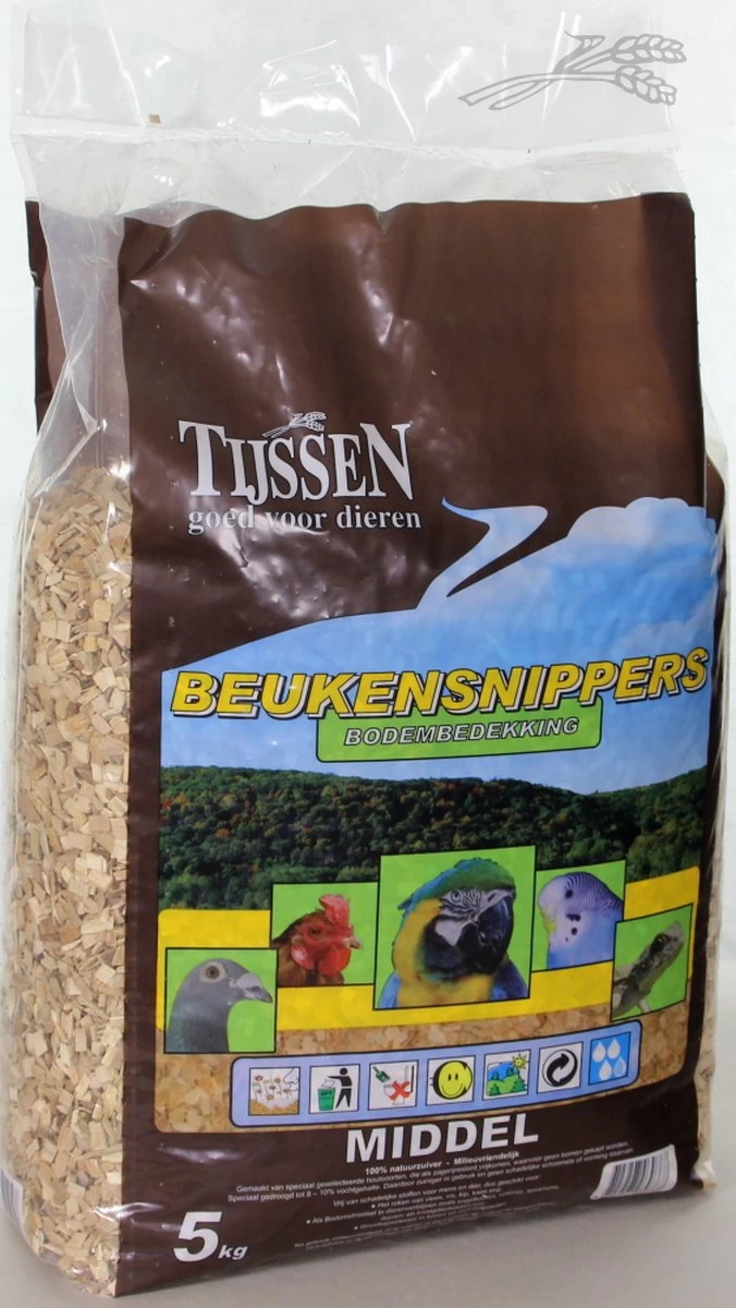 Tijssen Goed Voor Dieren – Bodembedekking – Vogel – Beukensnippers – Middel – 5KG – 1ST 1 Tijssen Goed Voor Dieren – Bodembedekking – Vogel – Beukensnippers – Middel – 5KG – 1ST