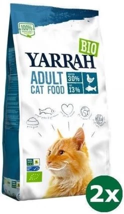 Yarrah Cat Biologische Brokken Vis (msc) Zonder Toegevoegde Suikers Kattenvoer 2x 2,4 Kg