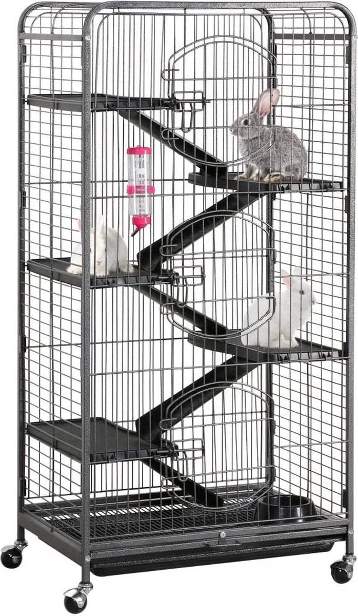 FURNIBELLA Knaagdierenkooi, Voor Volwassen Ratten, Konijnen, Fretten, Chinchilla’s, 64 X 43,7 X 131,2 Cm, Zwart 1 FURNIBELLA Knaagdierenkooi, Voor Volwassen Ratten, Konijnen, Fretten, Chinchilla’s, 64 X 43,7 X 131,2 Cm, Zwart
