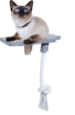 AFP Skywalk – Katten Muur Meubel – Kattenplatform Met Speeltouw – L 30 X B 26x H 50 Cm – Grijs